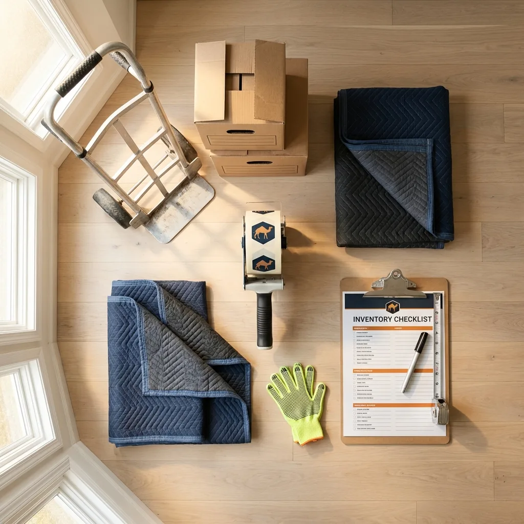 Professional moving supplies and packing materials layout for Lake Placid residential relocations